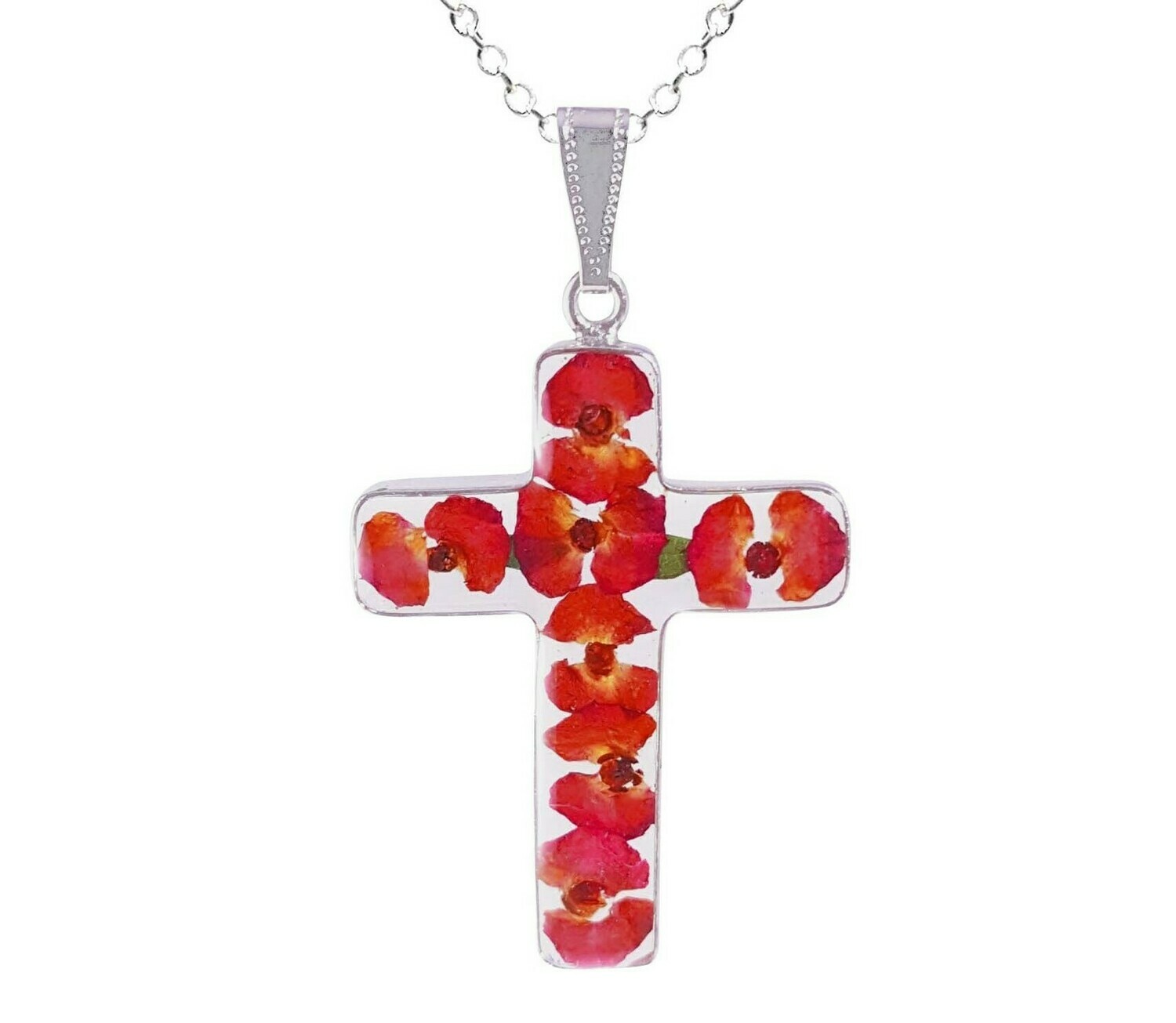 Crown of Thorns Necklace, Large Cross, Transparent