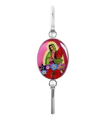 Medium oval bracelet, Pink , Guadalupe Virgen
