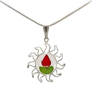 Real Rose Sun Pendant Necklace, , Transparent