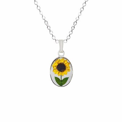 Sunflower Necklace, Small Oval, Transparent