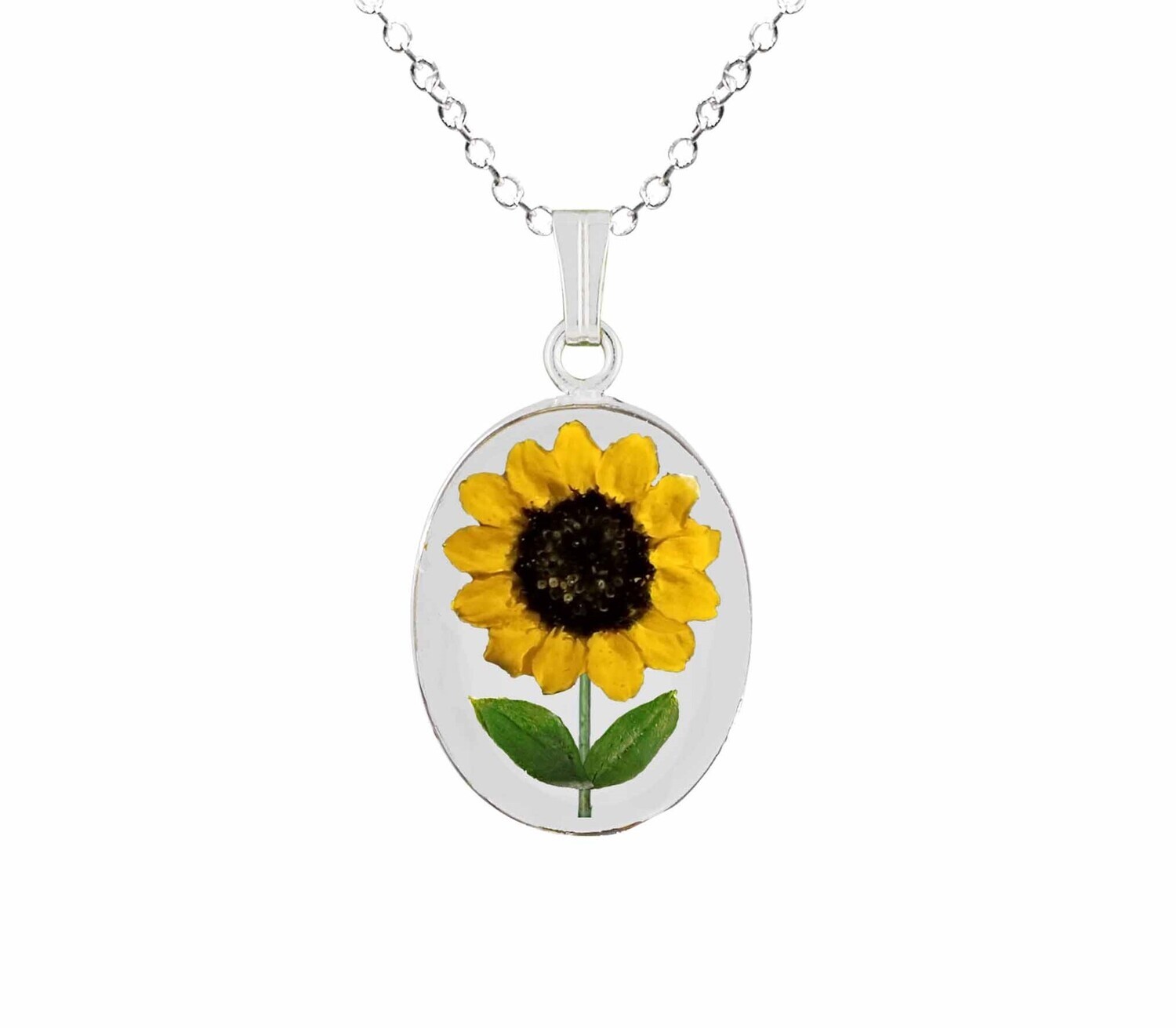 Sunflower Necklace, Medium Oval, Transparent