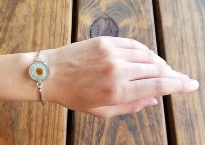 Real Daisy Circle Bracelet, Transparent