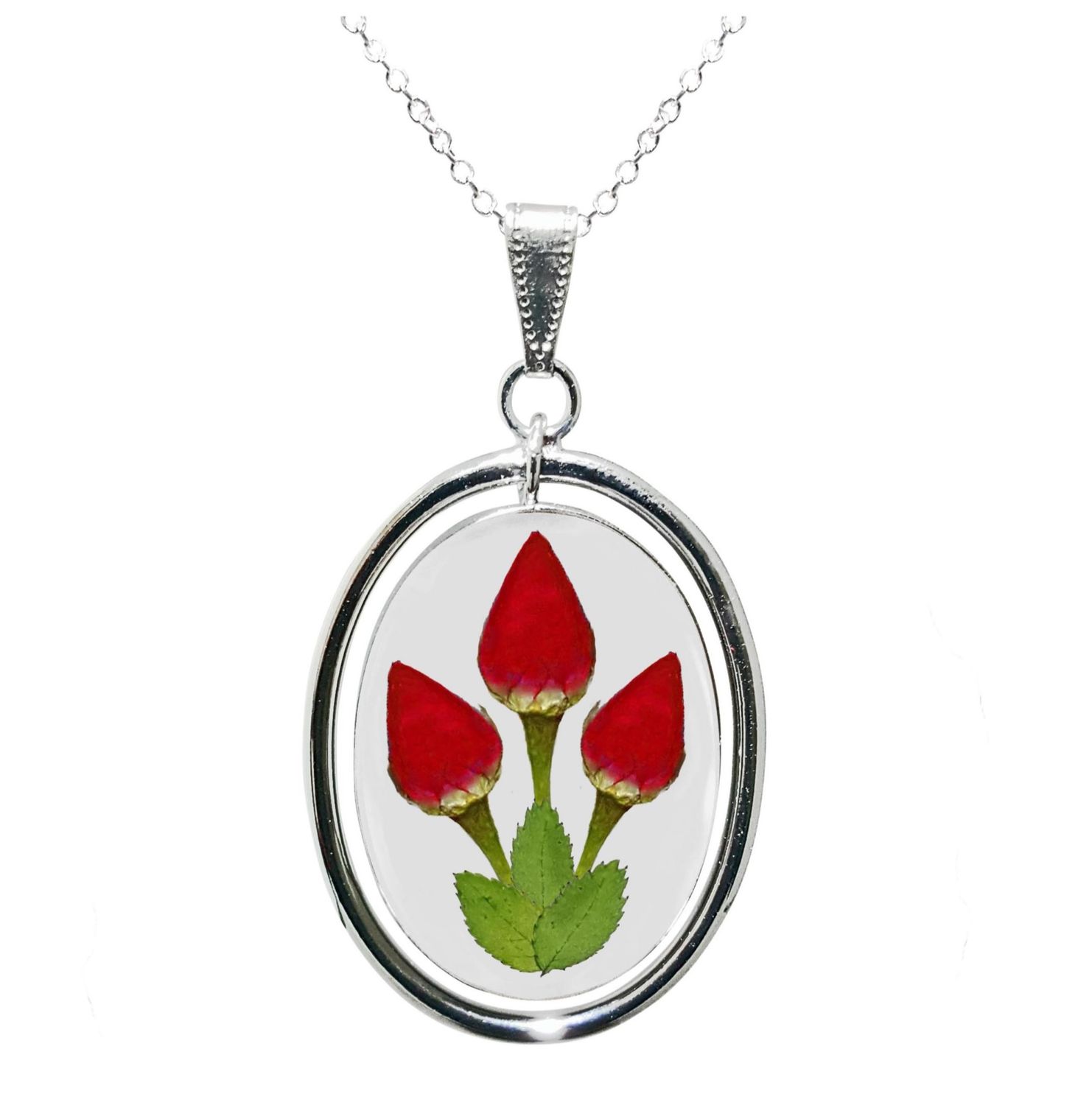 Real Roses X-Large Swivel Necklace, Transparent