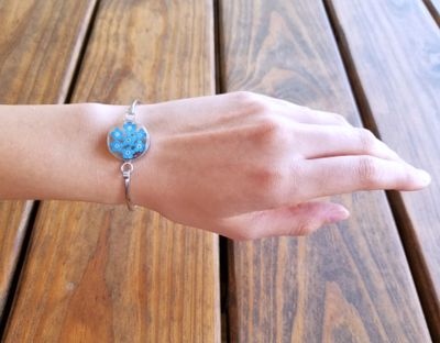 Real Forget-Me-Not, Medium Circle Bracelet, Transparent