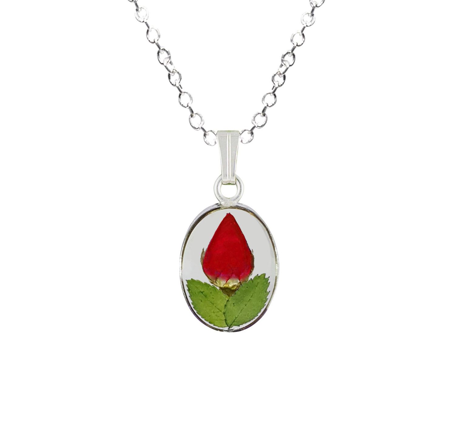 Rose Small Oval Necklace, Transparent Background
