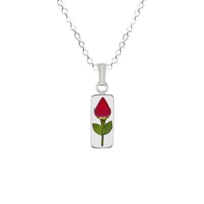 Rose Small Rectangle Necklace, Transparent Background