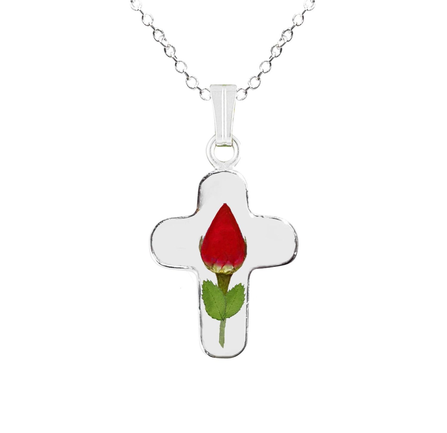 Rose Medium Cross Necklace, Transparent Background