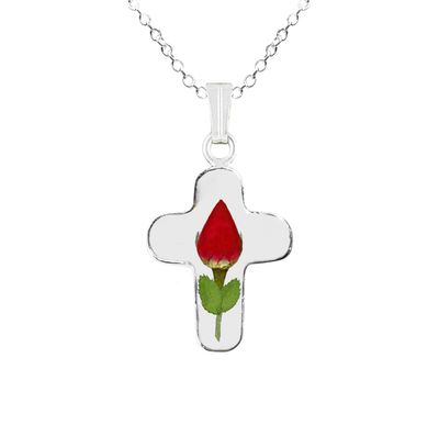 Rose Medium Cross Necklace, Transparent Background