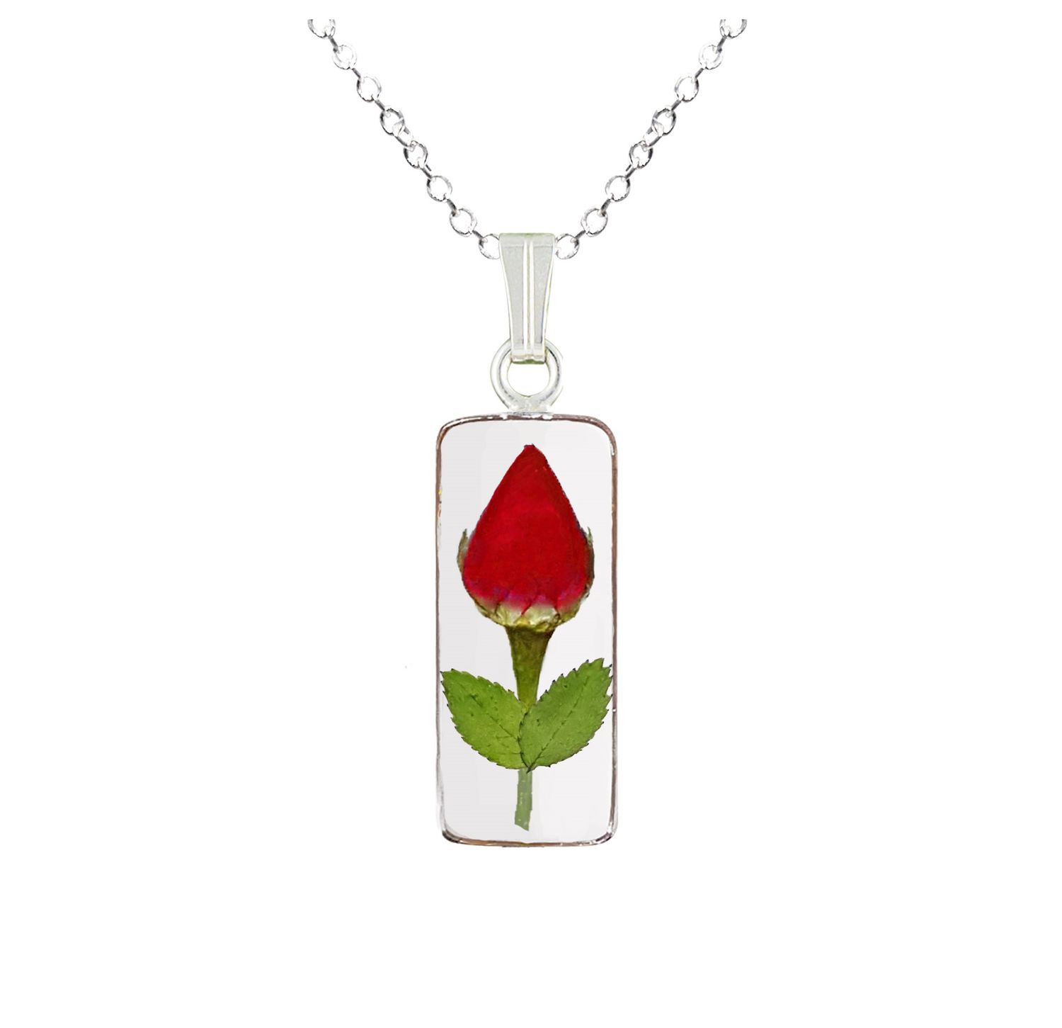Rose Medium Rectangle Necklace, Transparent