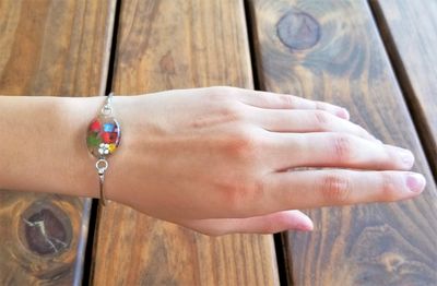 Real Rose & Mix Flowers Medium Oval Bracelet, Transparent