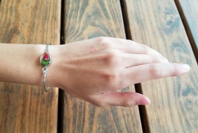 Rose, Small Oval Bracelet, Transparent.