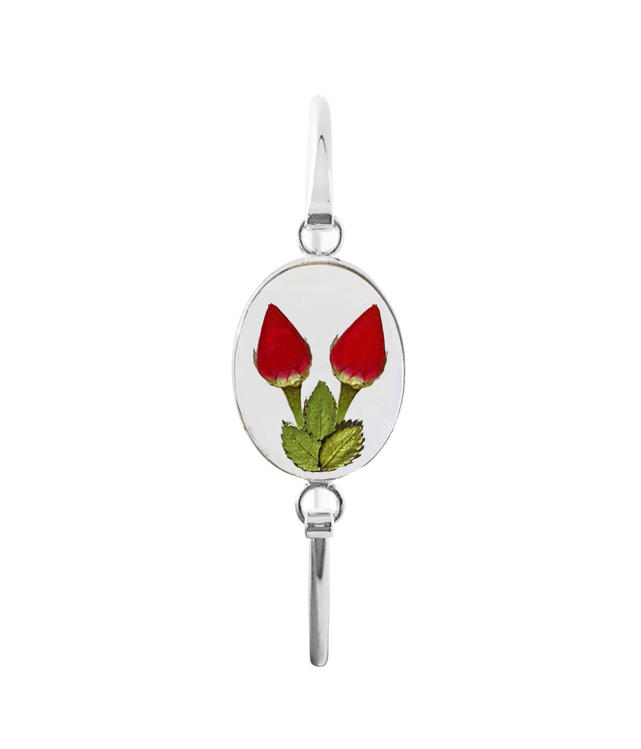 Two Real Roses Oval Bracelet, Transparent.