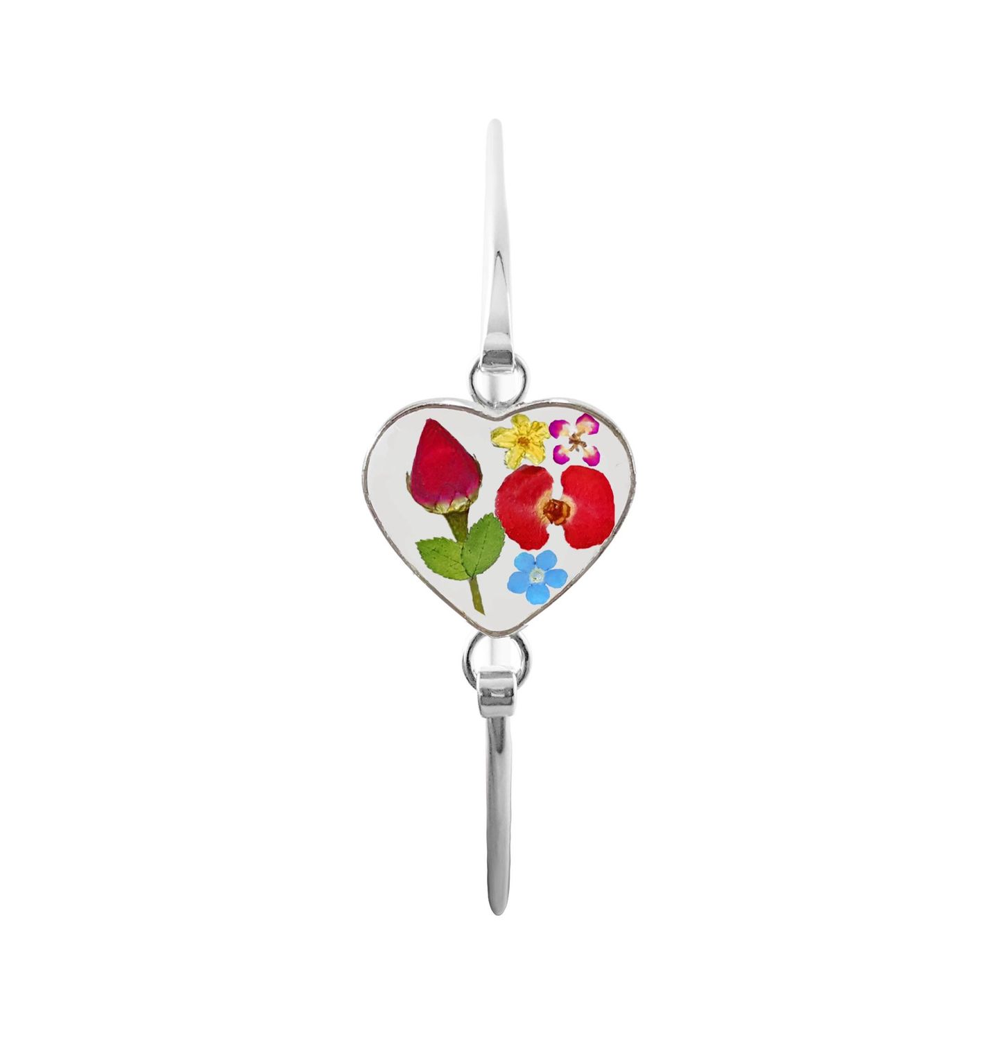 Rose &amp; Mixed Flowers Medium Heart Bracelet, Transparent.