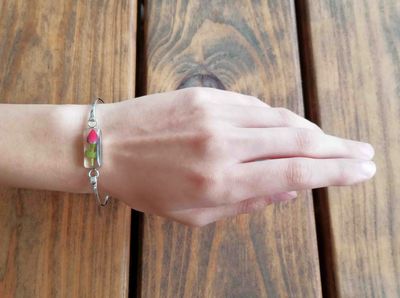 Rose Medium Rectangle Bracelet, Transparent.