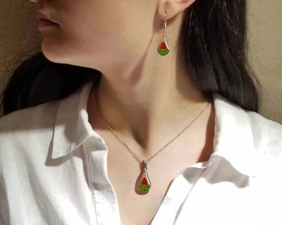Real Rose, Teardrop Hanging Earrings, Transparent