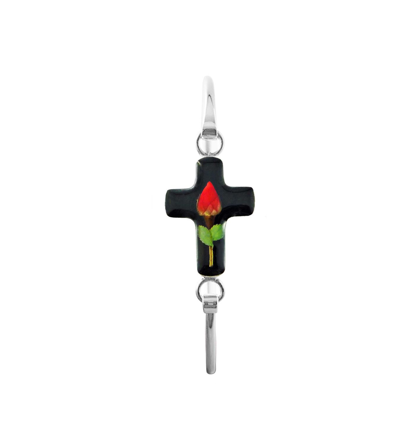 Rose Cross Bracelet, Black Background
