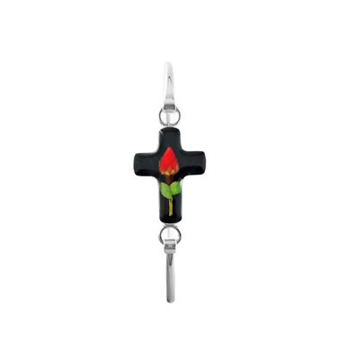 Rose Cross Bracelet, Black Background