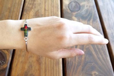 Rose Cross Bracelet, Black Background