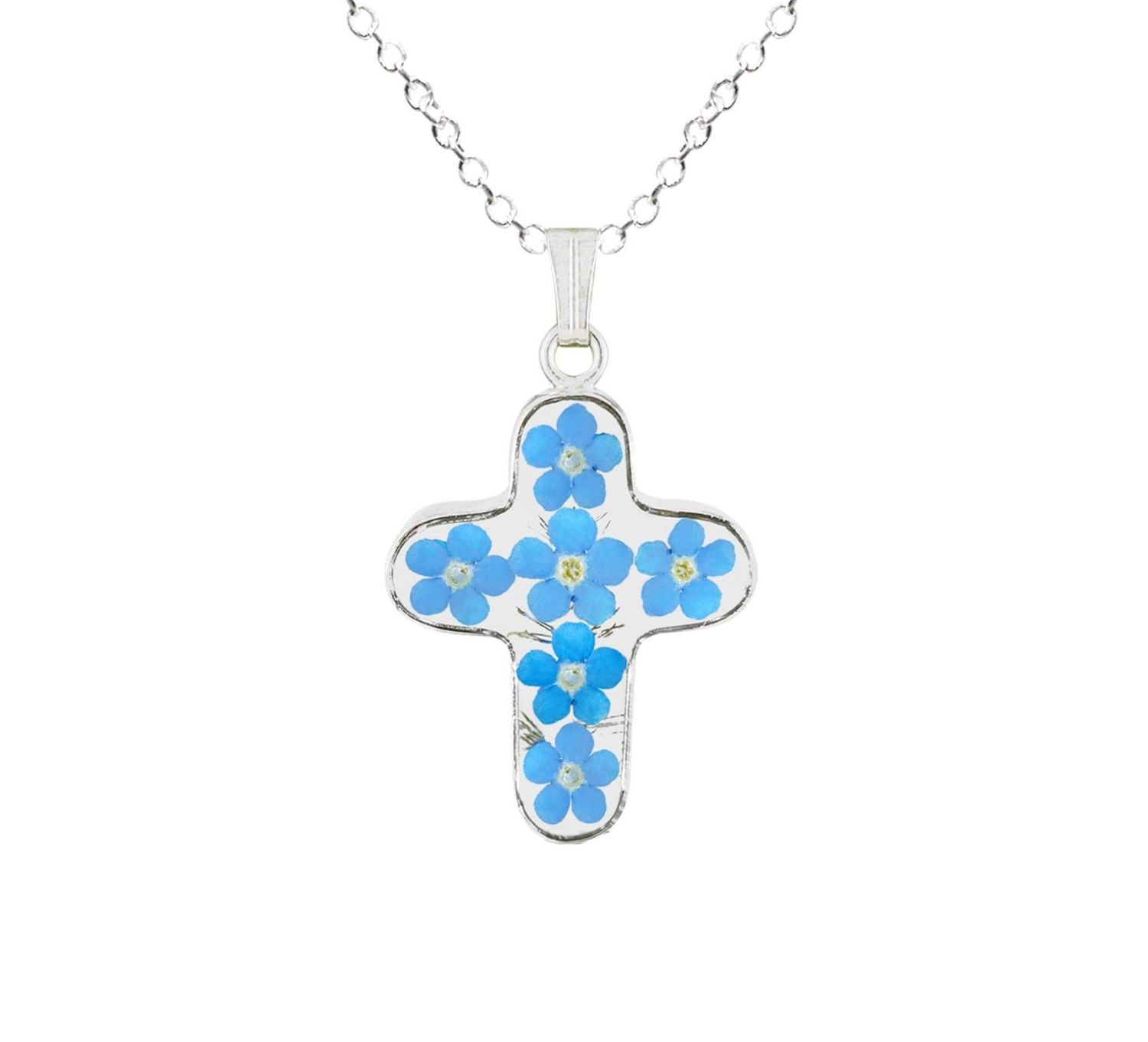 Forget-Me-Not Necklace, Medium Cross, Transparent