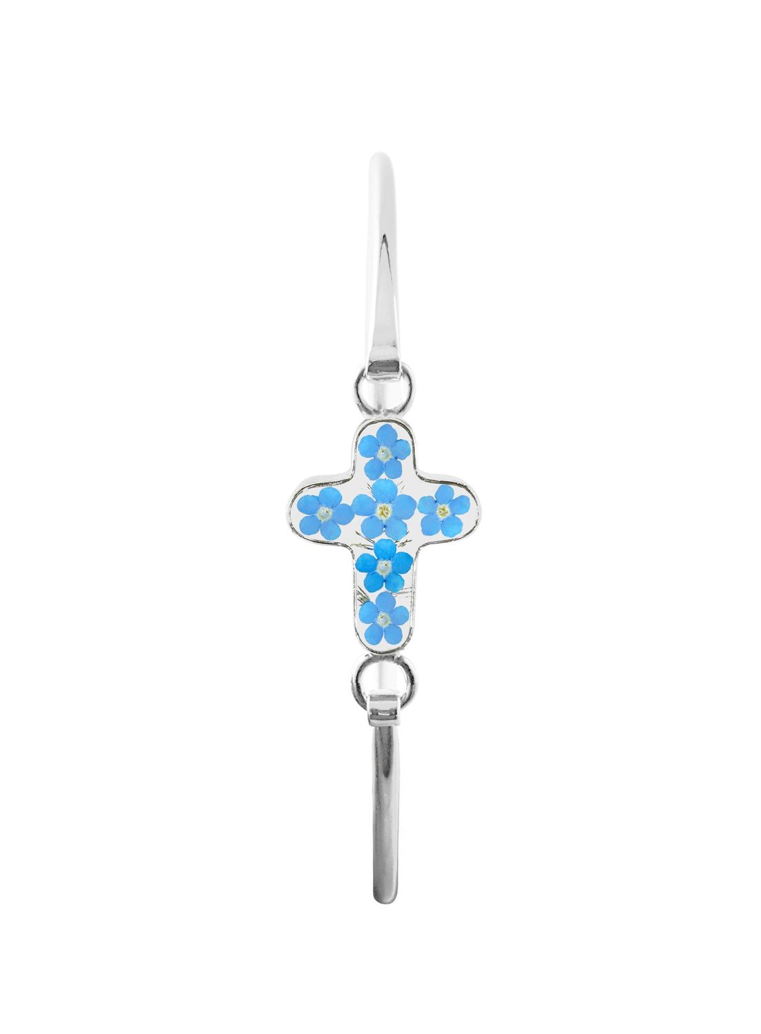 6 Real Forget-Me-Not Cross Bracelet, Transparent Background.
