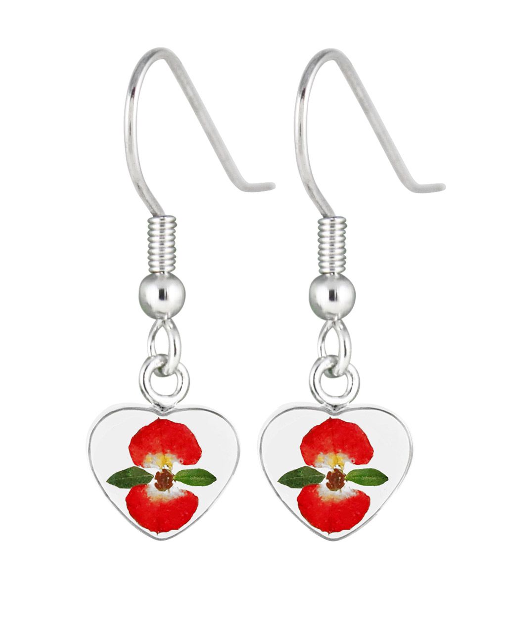 Crown of Thorns, Small Heart Hanging Earrings, Transparent