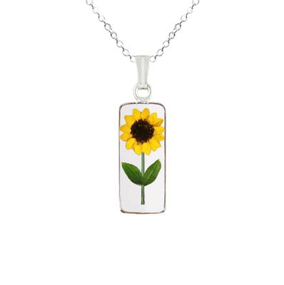 Sunflower Necklace, Medium Rectangle, Transparent