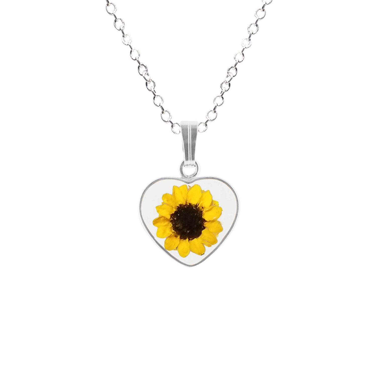 Sunflower Necklace, Small Heart, Transparent