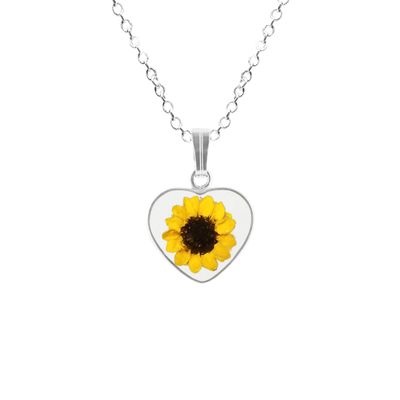 Sunflower Necklace, Small Heart, Transparent