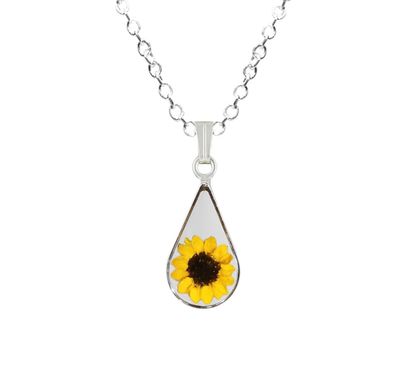 Sunflower Necklace, Small Teardrop, Transparent