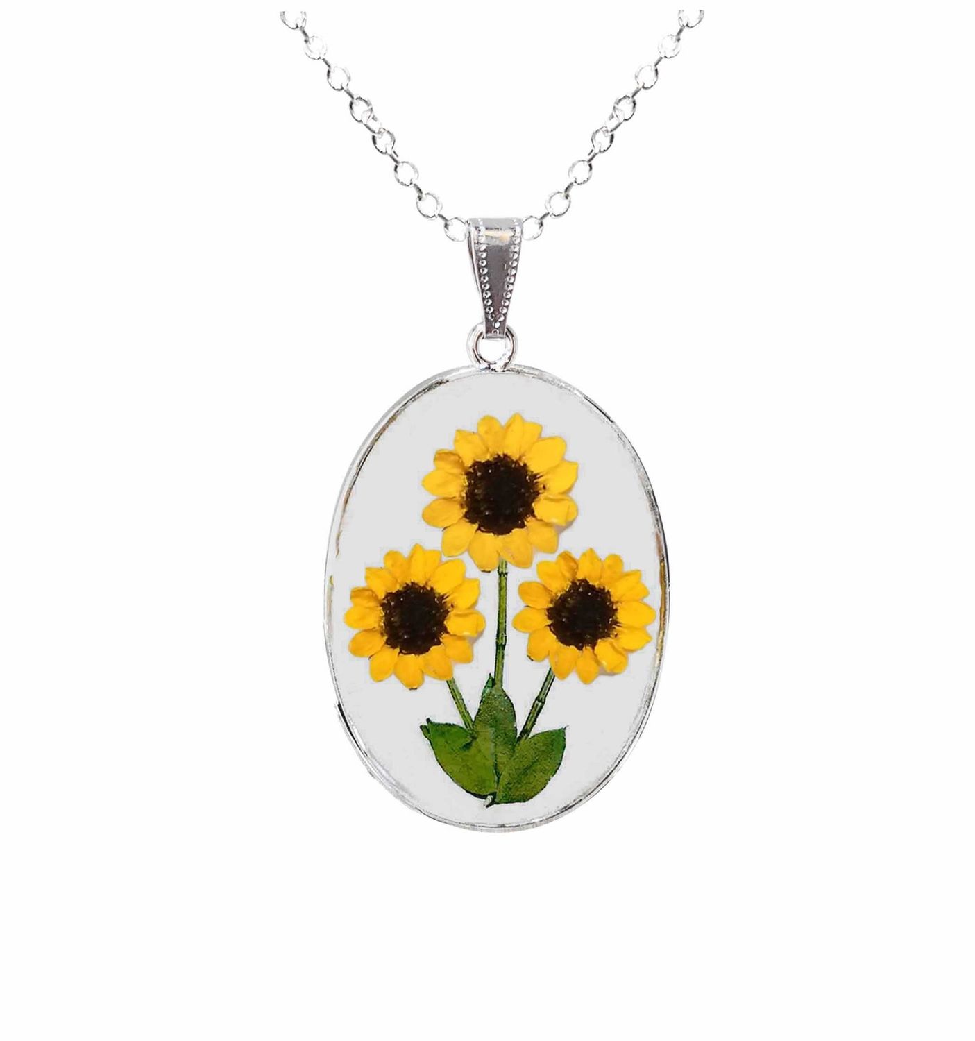 Sunflower Large Oval Necklace, Transparent