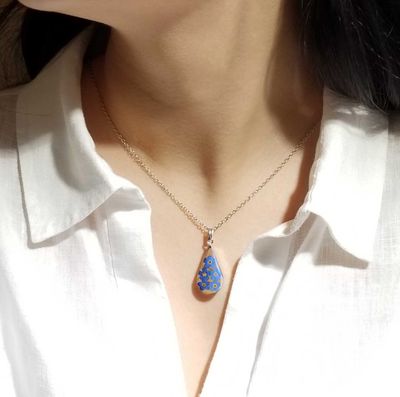 Forget-Me-Not Necklace, Teardrop, Transparent.