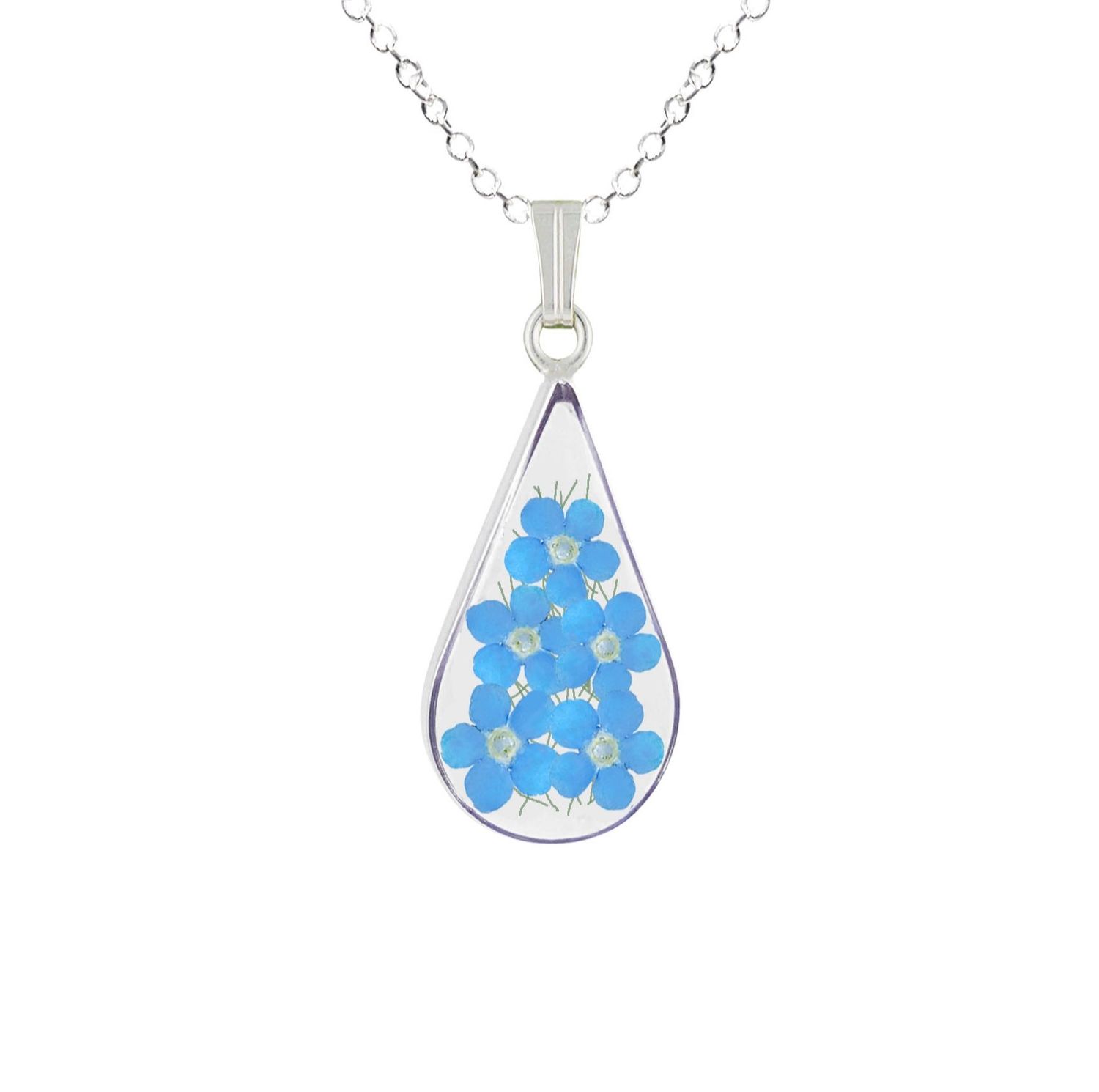 Forget-Me-Not Necklace, Teardrop, Transparent.