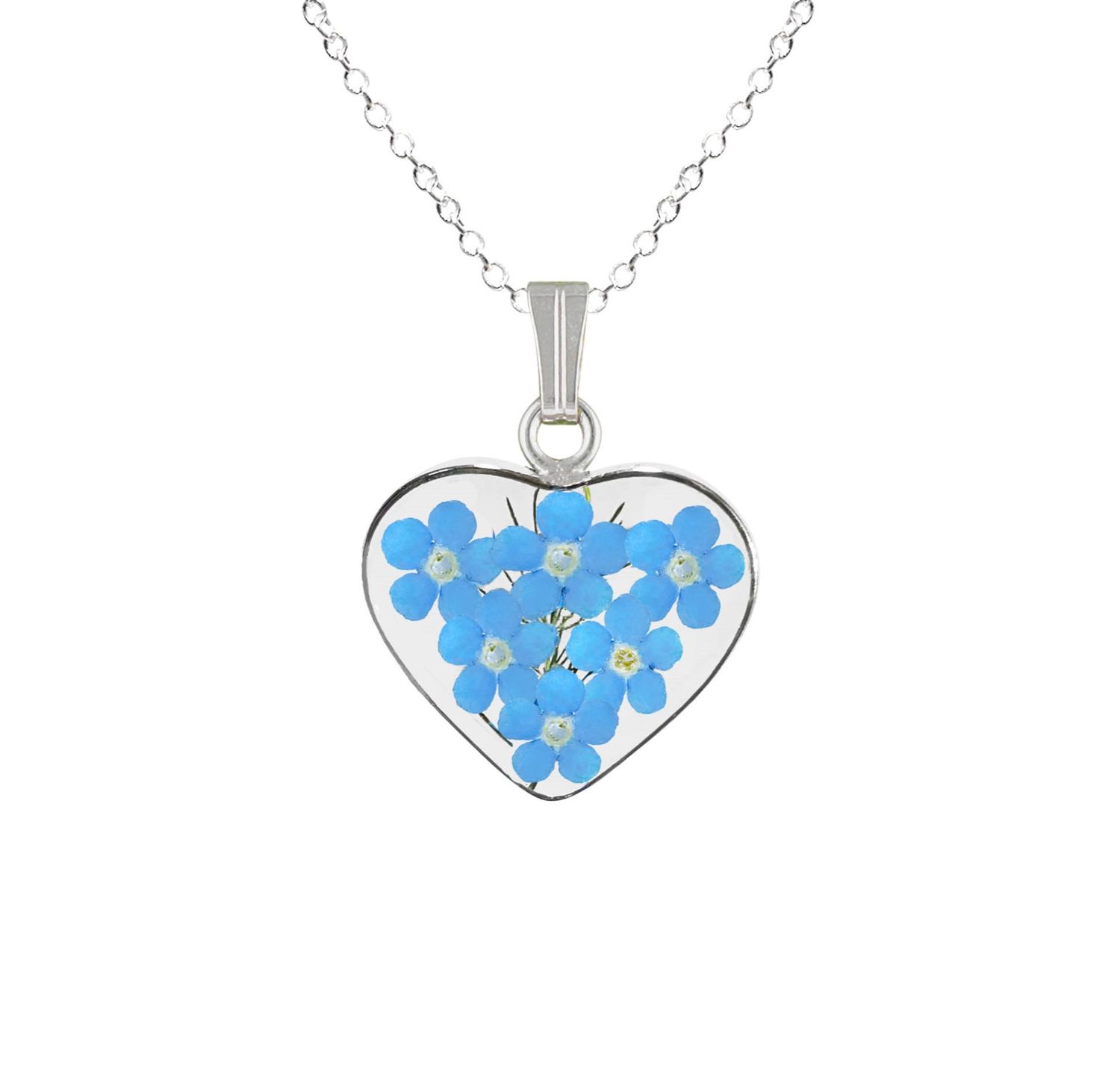Forget Me Not Necklace, Medium Heart, Transparent