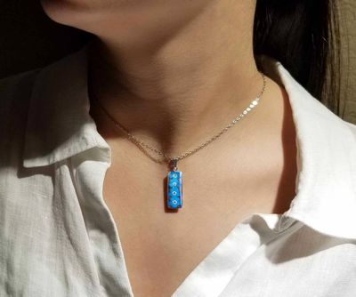 Forget Me Not Necklace, Medium Rectangle, Transparent
