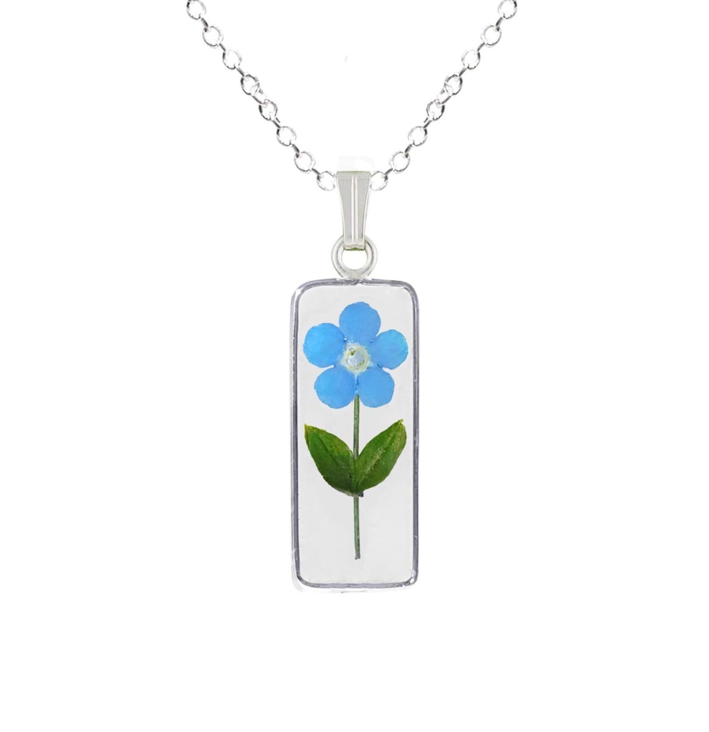 Forget Me Not Necklace, Medium Rectangle, Transparent