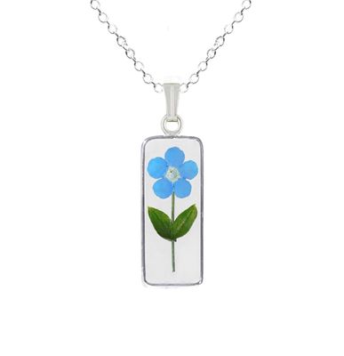 Forget Me Not Necklace, Medium Rectangle, Transparent