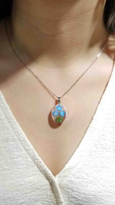 Forget Me Not Necklace, Medium Oval, Transparent
