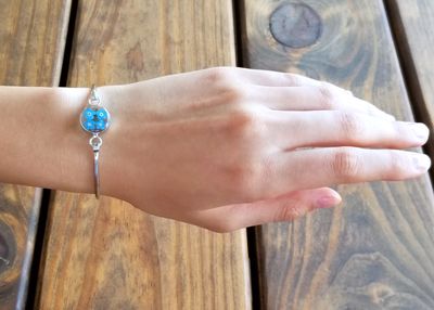 Real Forget Me Not, Small Circle Bracelet, Transparent