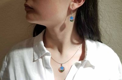 Forget Me Not, Circle Hanging Earrings, Transparent