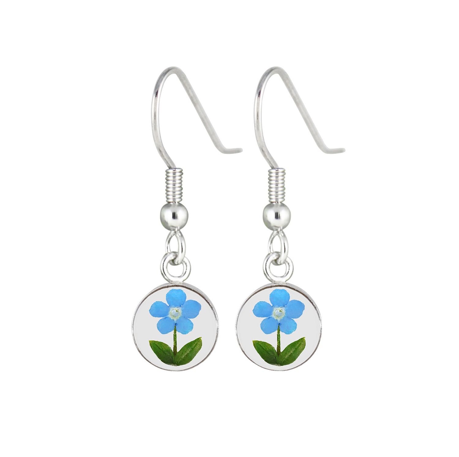 Forget Me Not, Circle Hanging Earrings, Transparent