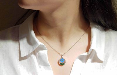 Forget Me Not Necklace, Small Circle, Transparent