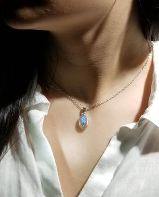 Forget Me Not Necklace, Small Oval, Transparent