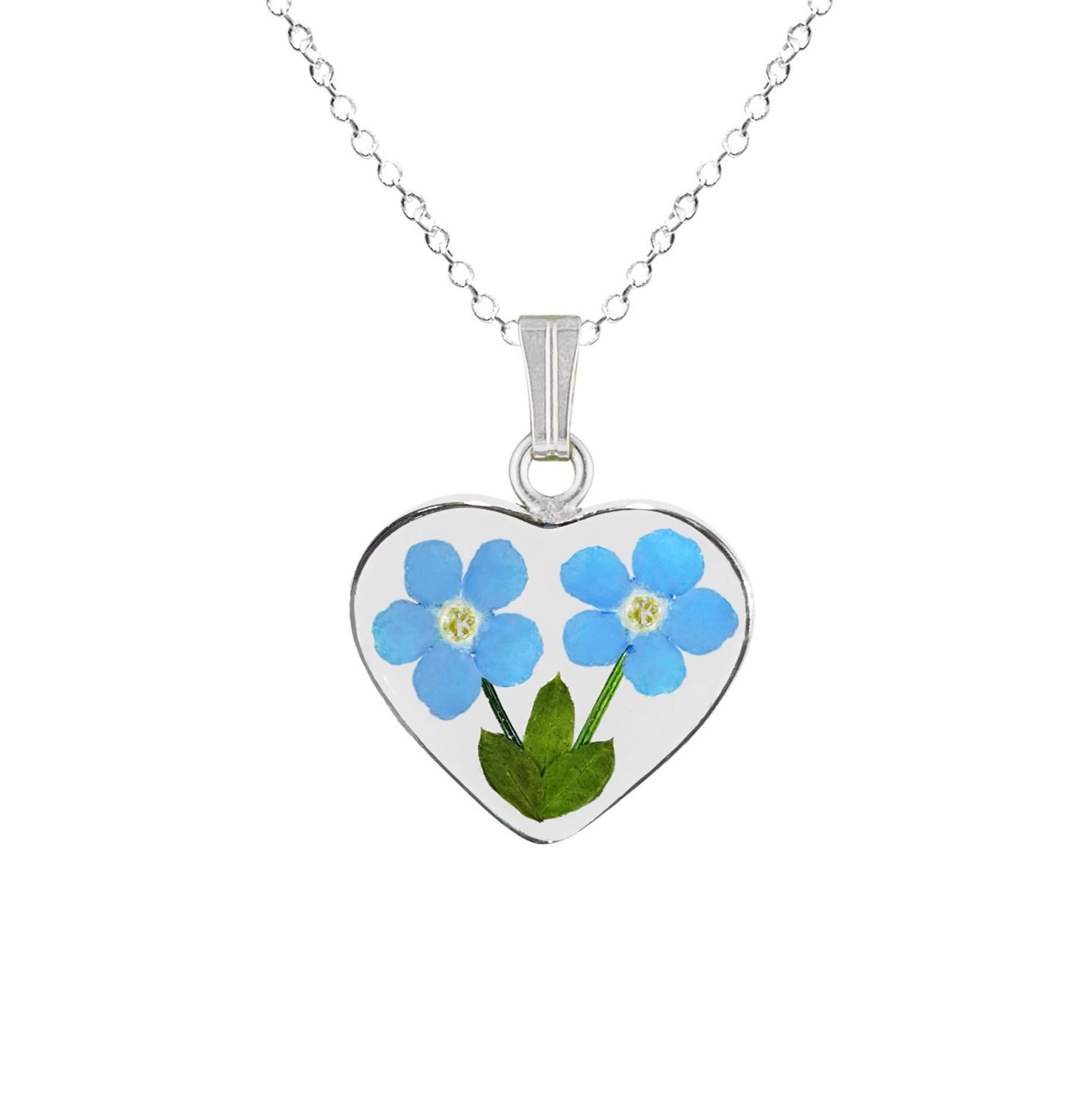 Forget Me Not Necklace, Medium Heart, Transparent