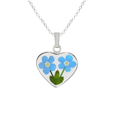 Forget Me Not Necklace, Medium Heart, Transparent