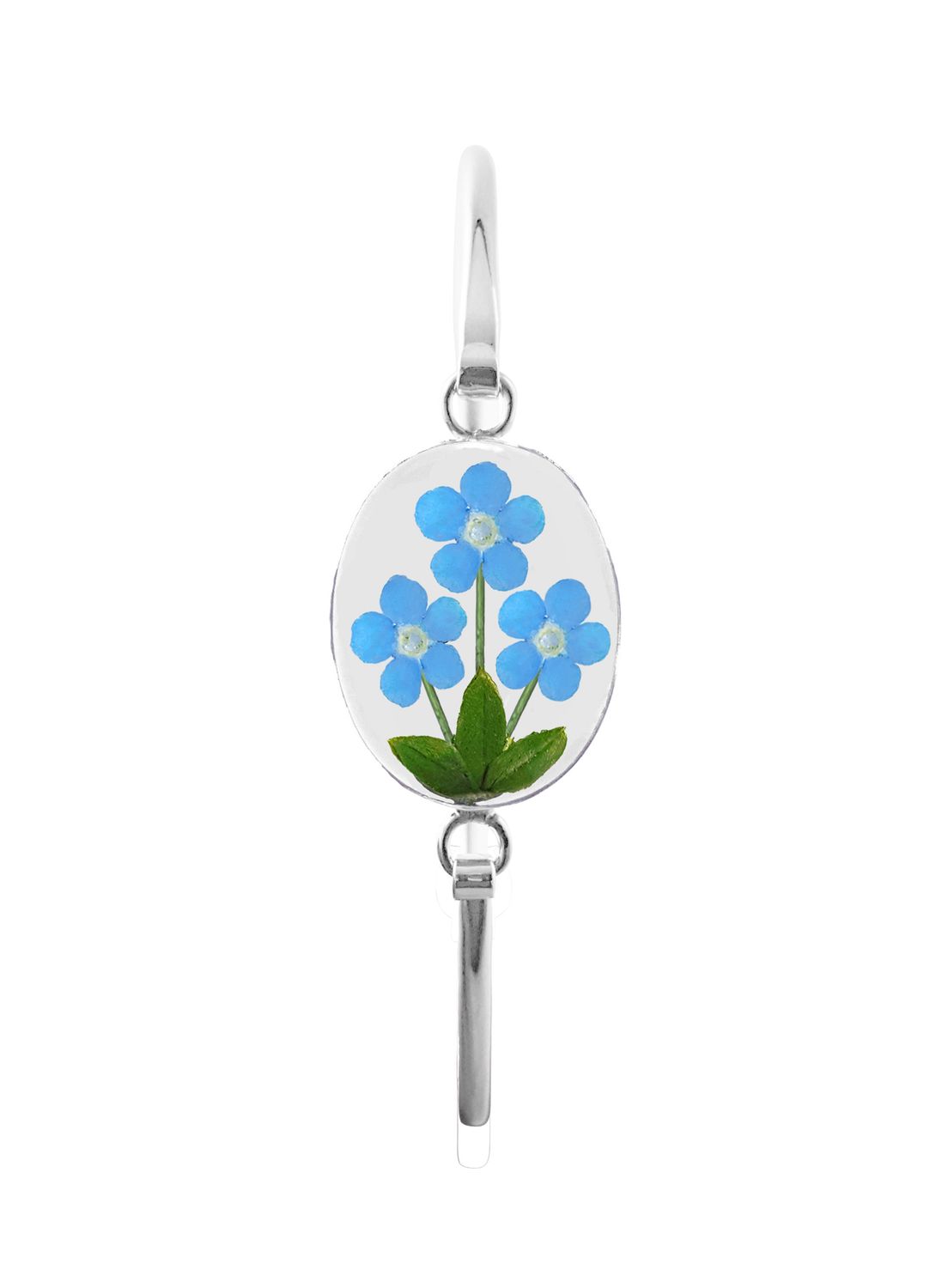Real Forget-Me-Not Oval Bracelet, Transparent
