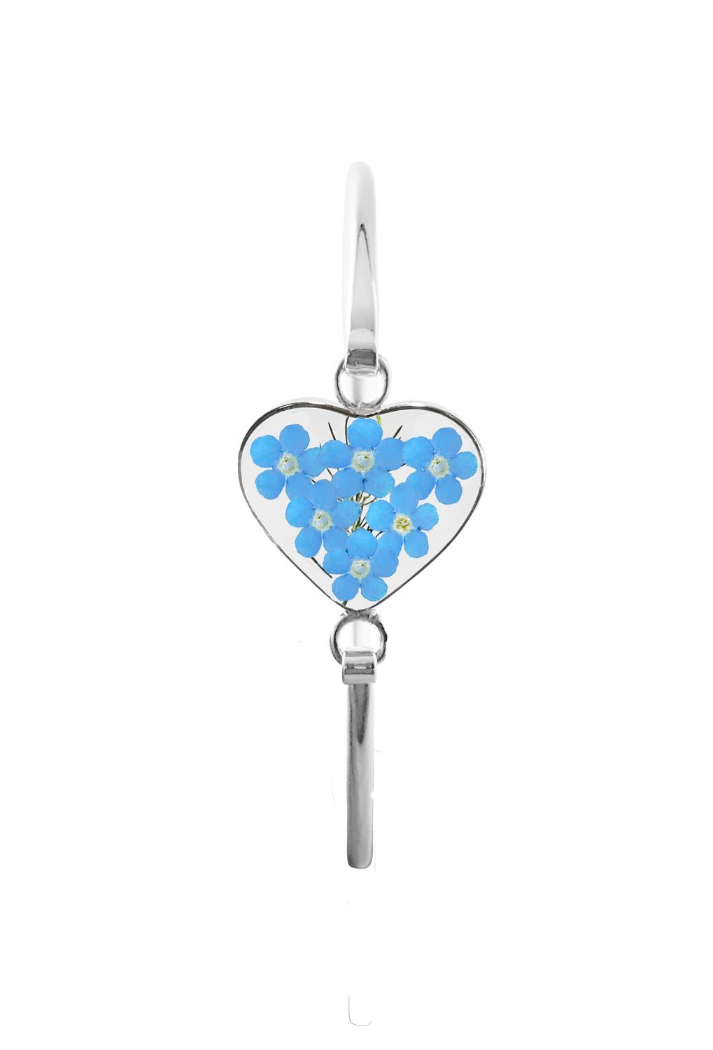 Real Forget-Me-Not Heart Bracelet, Transparent