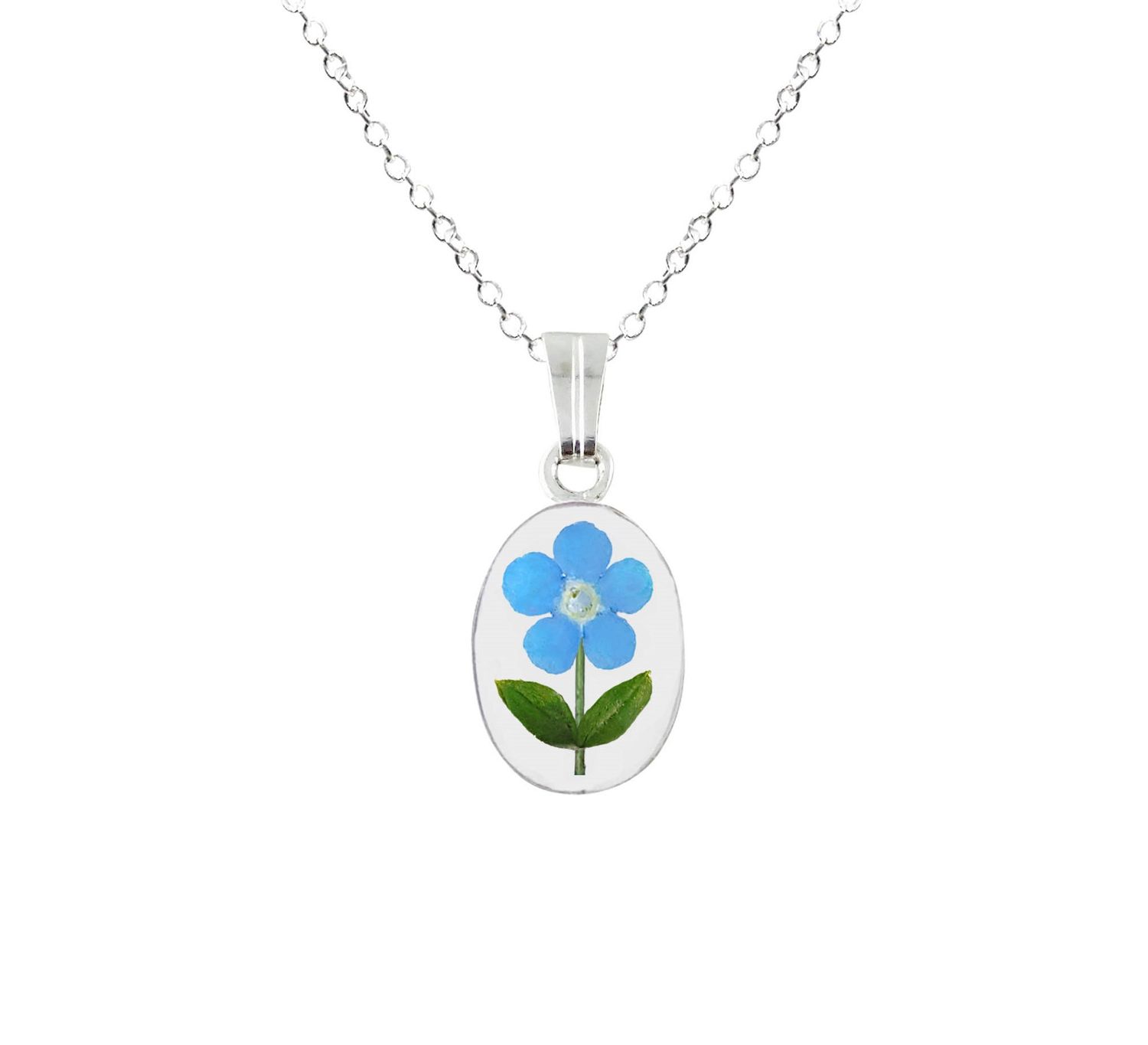 Forget Me Not Necklace, Small Oval, Transparent