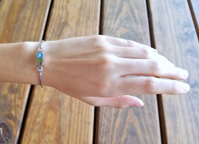 Real Forget Me Not, Small Rectangle Bracelet, Transparent