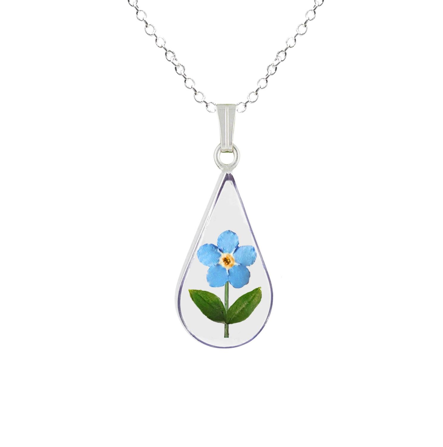 Forget-Me-Not Necklace, Teardrop, Transparent.