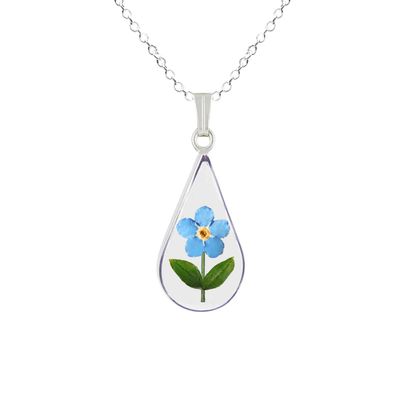 Forget-Me-Not Necklace, Teardrop, Transparent.